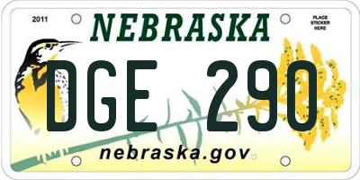 NE license plate DGE290
