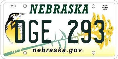 NE license plate DGE293