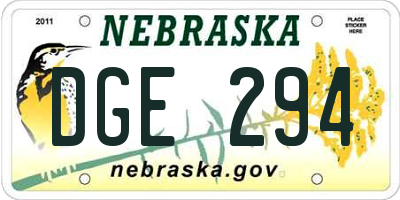 NE license plate DGE294