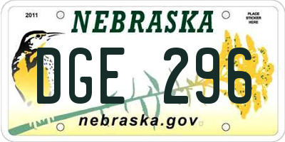 NE license plate DGE296