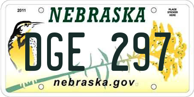 NE license plate DGE297
