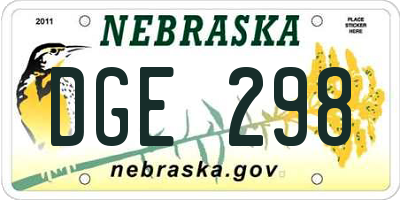 NE license plate DGE298