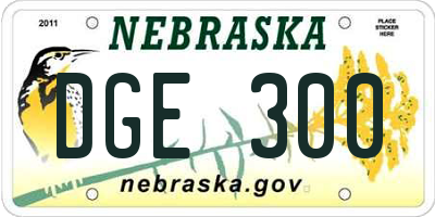 NE license plate DGE300