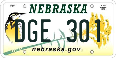 NE license plate DGE301