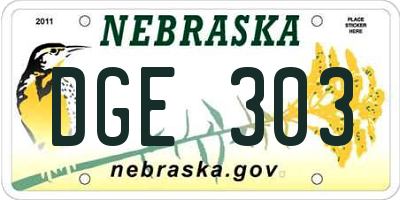 NE license plate DGE303