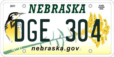 NE license plate DGE304