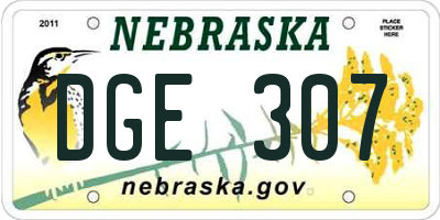 NE license plate DGE307