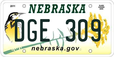 NE license plate DGE309