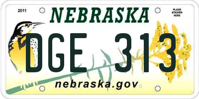 NE license plate DGE313