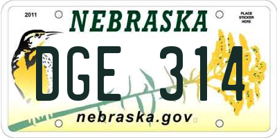 NE license plate DGE314