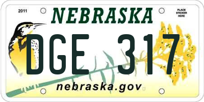 NE license plate DGE317