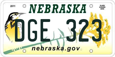 NE license plate DGE323