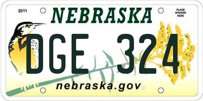 NE license plate DGE324