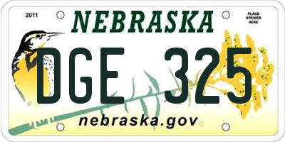 NE license plate DGE325