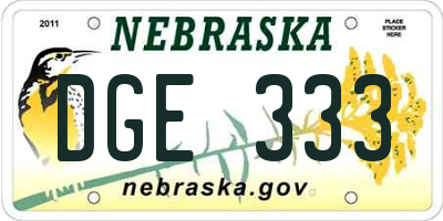 NE license plate DGE333