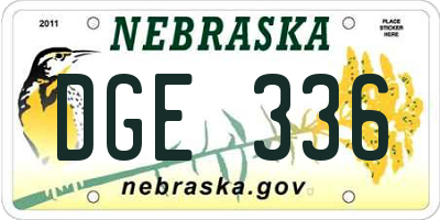 NE license plate DGE336
