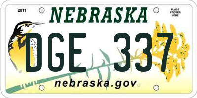 NE license plate DGE337