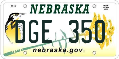 NE license plate DGE350