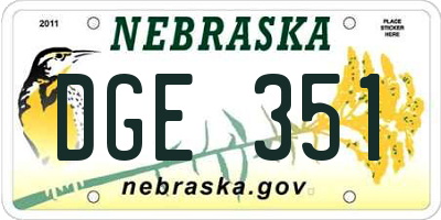 NE license plate DGE351