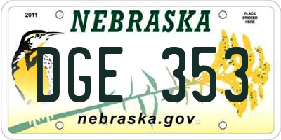 NE license plate DGE353