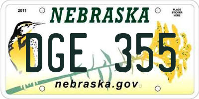 NE license plate DGE355