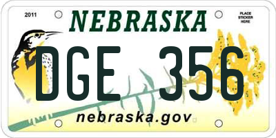 NE license plate DGE356