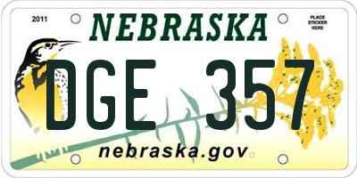 NE license plate DGE357