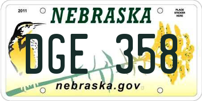 NE license plate DGE358