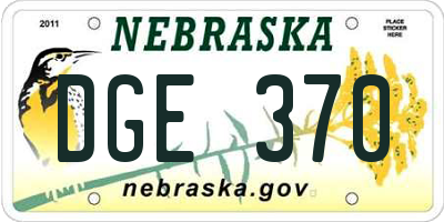 NE license plate DGE370