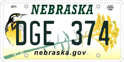 NE license plate DGE374