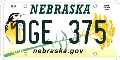 NE license plate DGE375