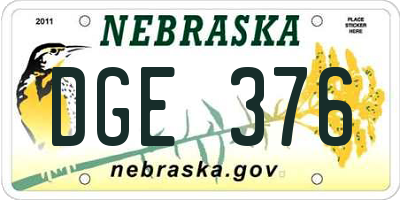 NE license plate DGE376