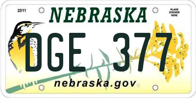 NE license plate DGE377