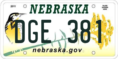 NE license plate DGE381