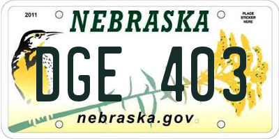 NE license plate DGE403