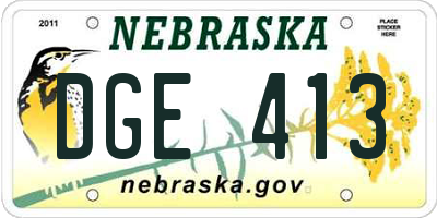 NE license plate DGE413