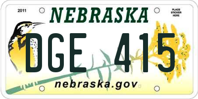 NE license plate DGE415