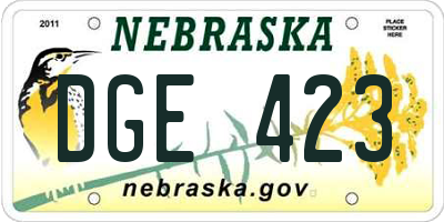 NE license plate DGE423