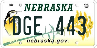 NE license plate DGE443