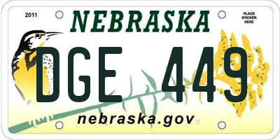 NE license plate DGE449