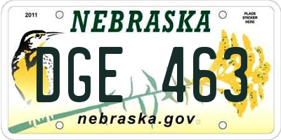NE license plate DGE463