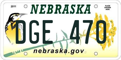 NE license plate DGE470