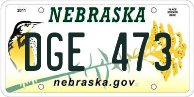 NE license plate DGE473