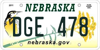 NE license plate DGE478