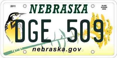 NE license plate DGE509