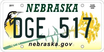 NE license plate DGE517
