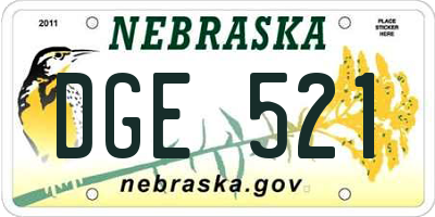 NE license plate DGE521