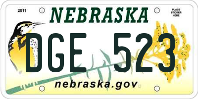 NE license plate DGE523