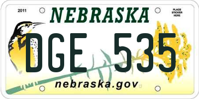 NE license plate DGE535