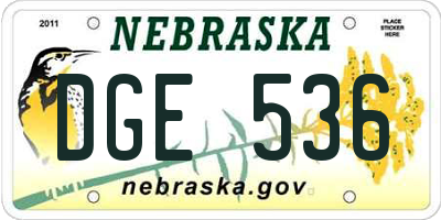 NE license plate DGE536